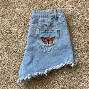 Butterfly embroidered shorts